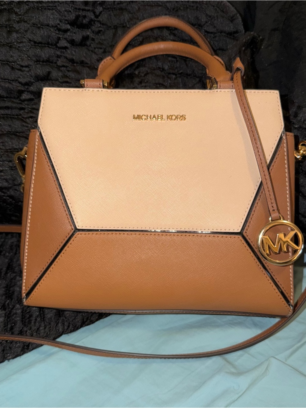 Michael Kors Two-Tone Beige and Brown Satchel